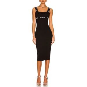 Monse 'Logo' Black Ponte Midi Dress Size XS